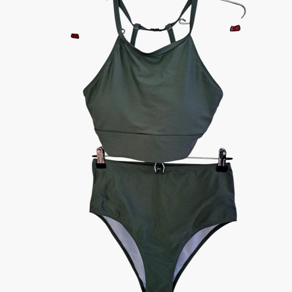 Women's Sage Green High-Neck Bikini Set NWOT